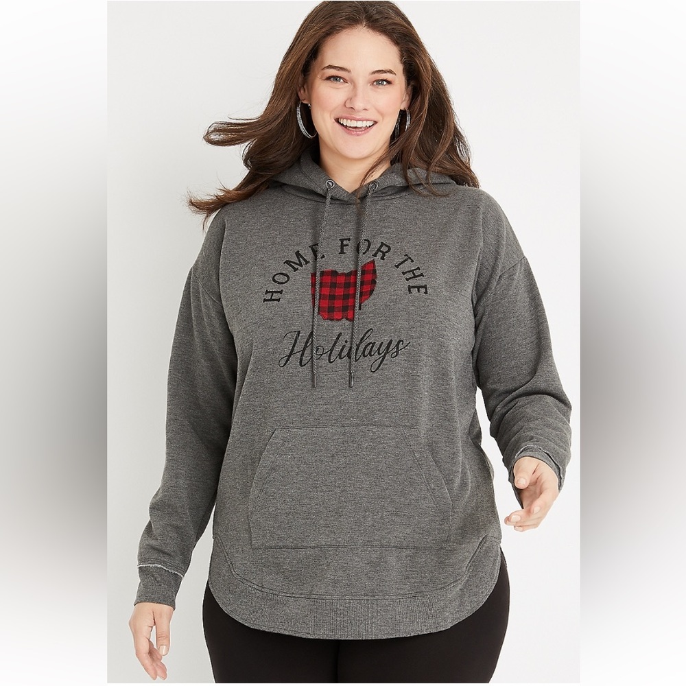Plus Size Homeward Buffalo Plaid Ohio Graphic Hoodie